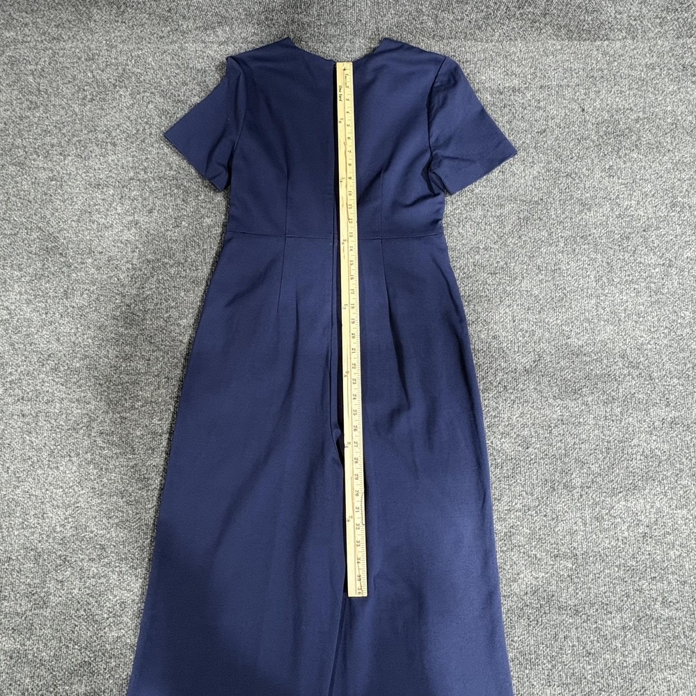 Kate Spade Jumpsuit Womens Small Navy Blue Short Sleeve Wide Leg Dressy - Picture 15 of 16